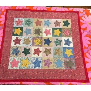 Vintage Star Patterned Quilt 29 x 29"